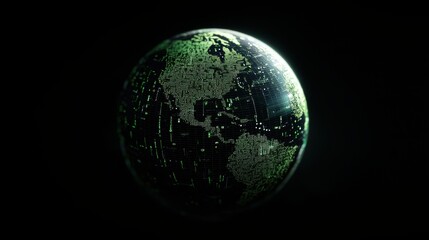 Fototapeta premium Futuristic digital globe with green data visualization