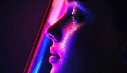 Obraz premium Smartphone facial recognition with vibrant lighting, sleek design, soft glow, high-tech atmosphere, realism