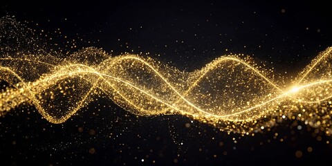 Golden Stardust Trails a Swirling Path Through the Night Sky