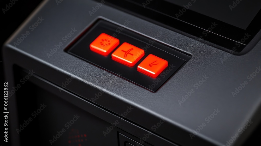 Aufkleber closeup of red buttons on a black device