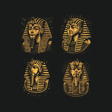 Ancient egyptian pharaoh engraving vintage design vector illustration