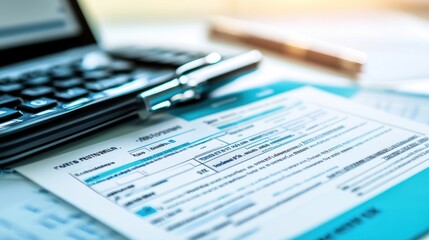 A Close-Up of a Paper Bill and a Calculator