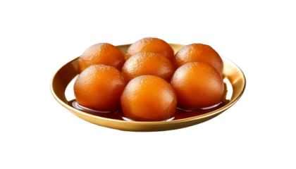 Traditional Indian Gulab Jamun in Syrup on Transparent Background png