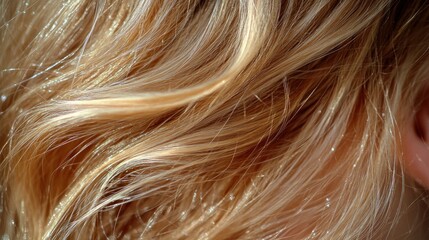 Naklejka premium Close-up of wavy, light blonde hair with soft highlights.