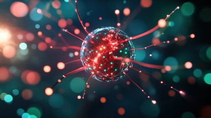 Abstract illustration of a molecular structure with colorful connections.