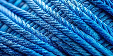 A close-up texture of tightly interwoven blue rope, showcasing the intricate details of its braided structure, highlighting the strength and durability of this material.