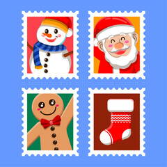 set of christmas stamps 