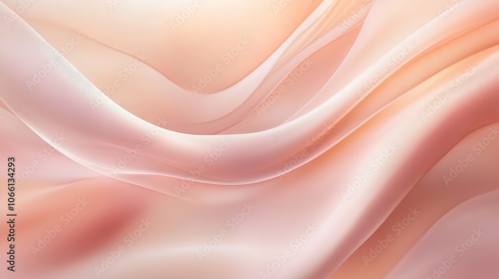 Poster abstract pink and orange gradient background with soft wavy lines.