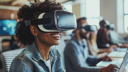 Innovative Business Team Using VR to Visualize Data,