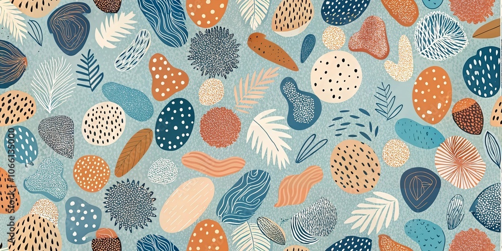 Poster colorful abstract pattern with organic shapes and textures