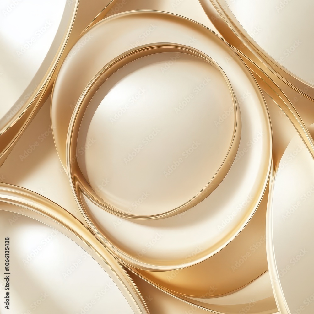 Poster Abstract Golden Circle Background with 3D Shiny Metallic Texture.