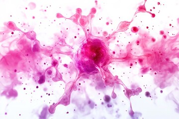 Colorful pink splashes on a white isolate background showcasing artistic fluidity.
