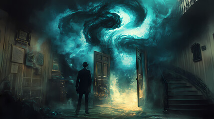 Mr. sandman enters your dream. Dreamscape. Illustration