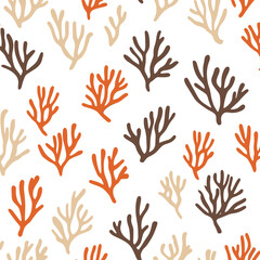 Fototapeta premium Hand-Drawn Coral Pattern in Warm Earthy Tones