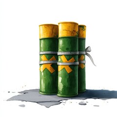 Three cartoon-style dynamite sticks with yellow tops, white isolated background.