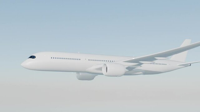Airline Flying Animation with sky background - Loopable