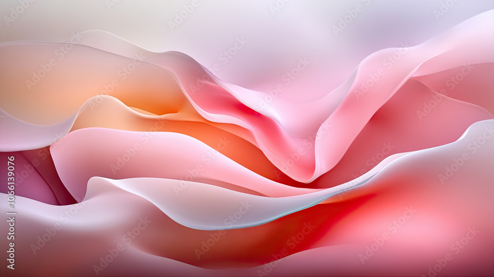 Poster elegant digital abstract background with flowing pink and orange layers, creating soft and dreamy at