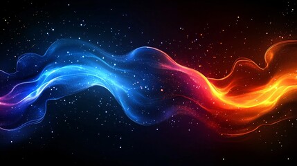 Fototapeta premium Optical data concept depicted by abstract glowing lines on a dark background. The high speed, vast capacity data transmission enabled by optical fiber technology in today's digital age. 
