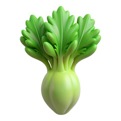 Realistic Fresh Green Celery Stalk with Detailed Leaves
