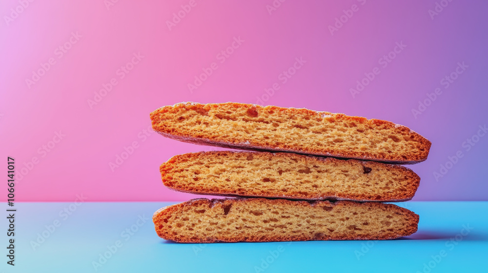 Poster stack of biscotti on smooth gradient background