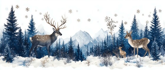 Winter Forest Deer Christmas Decoration