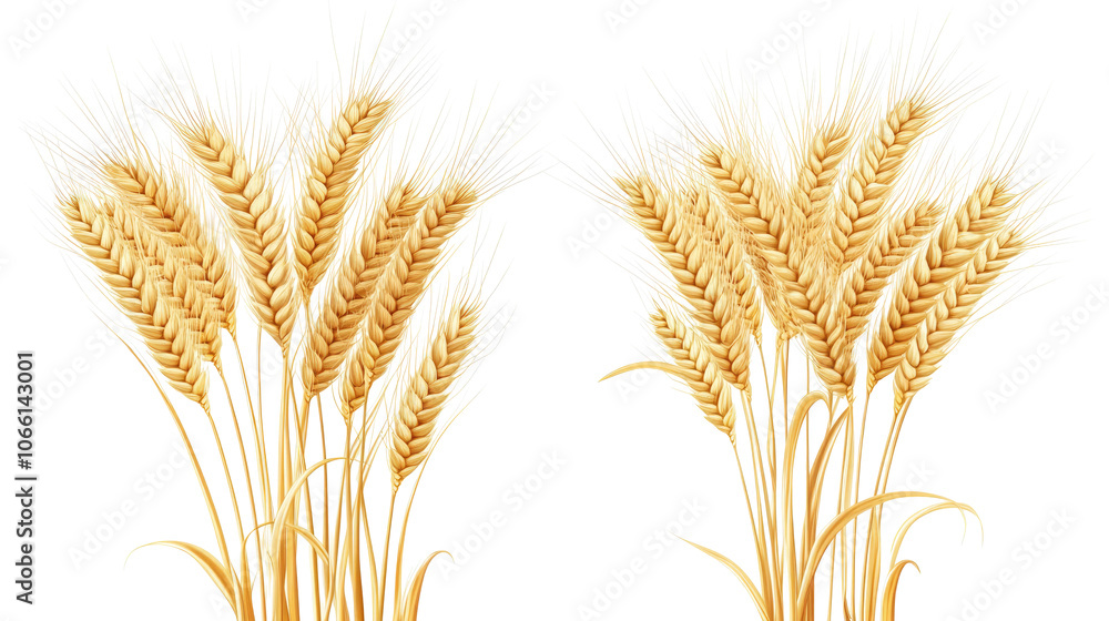 Poster horizontal wheat ears isolated on transparent background for design generative ai