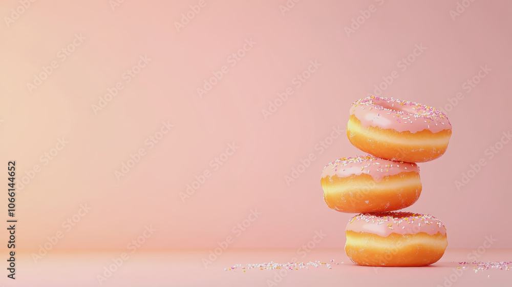 Poster three donuts on smooth gradient background
