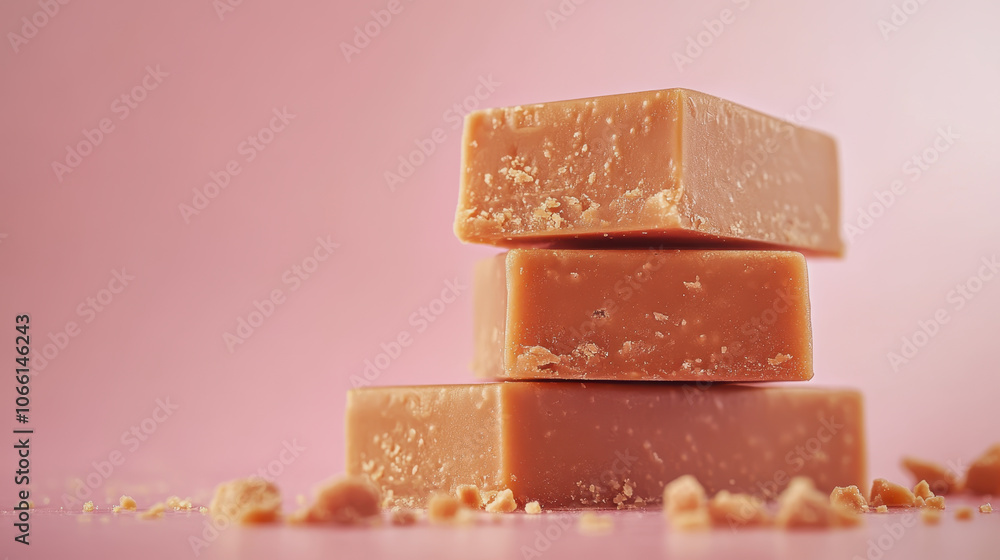 Poster soft fudge bars stacked on gradient background