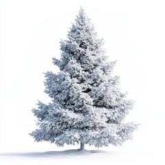 Fototapeta premium Sparkling Snowy Christmas Tree - Festive 3D Illustration on White Background