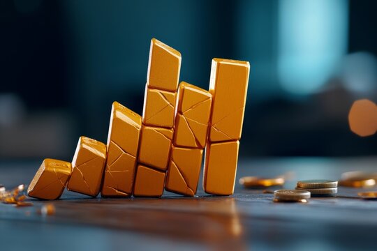 A simple illustration of a decreasing bar graph, symbolizing the concept of deleveraging, with clean lines and a white background