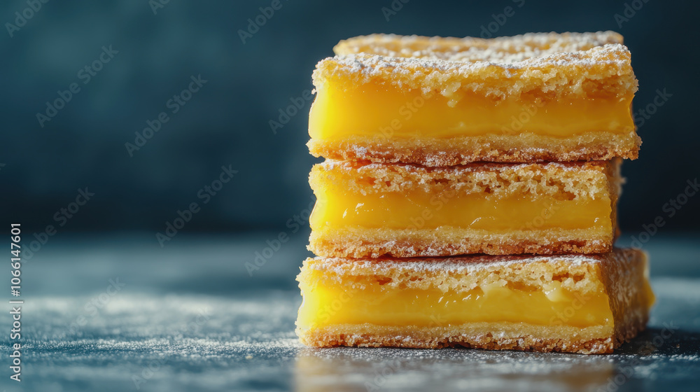 Poster refreshing lemon bars with smooth texture