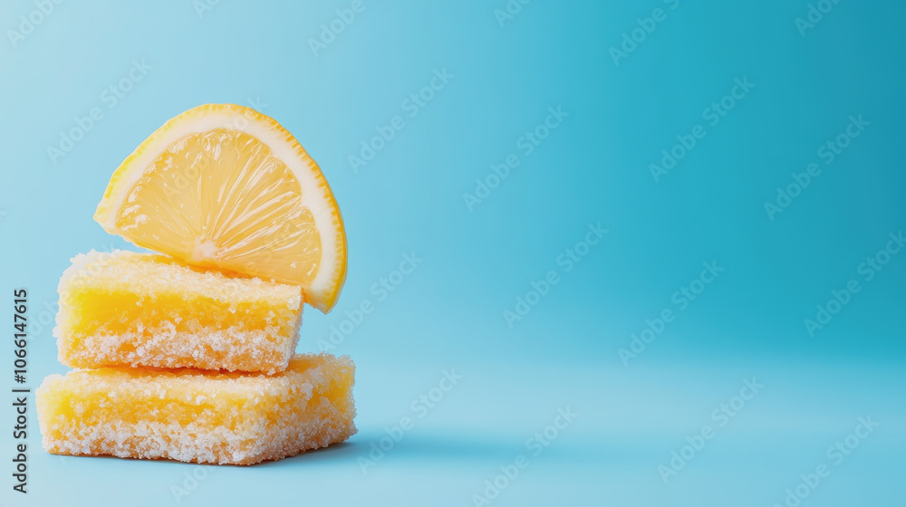 Poster fresh lemon bars on a soft gradient background