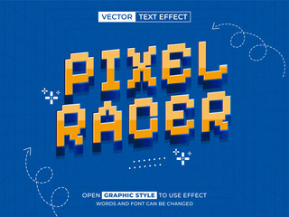 pixel racer editable text, font effect, 3d text for title