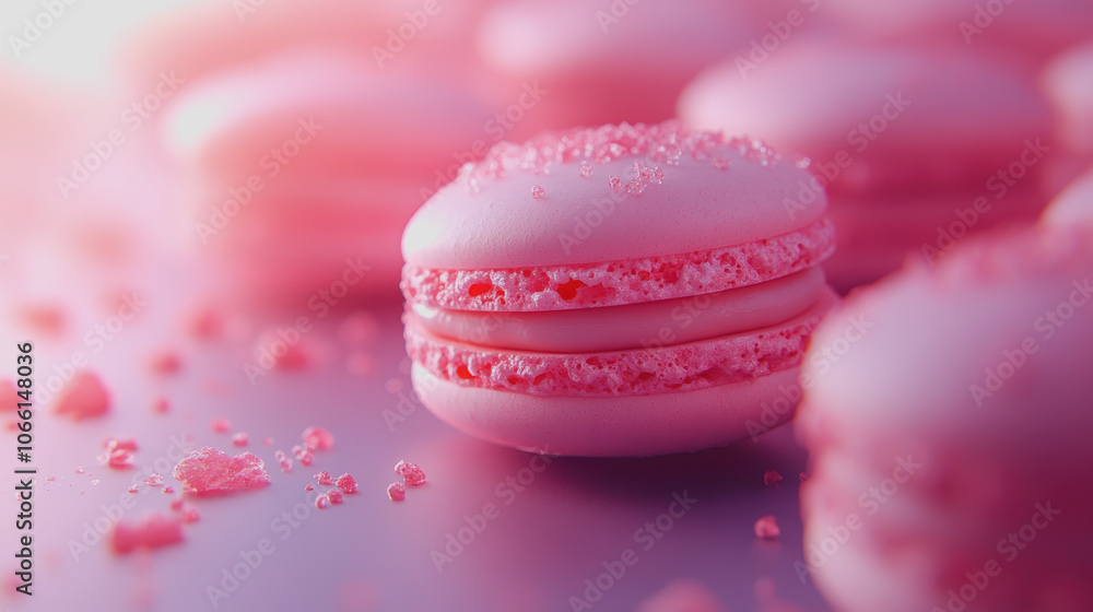 Poster pink macarons on a soft gradient background