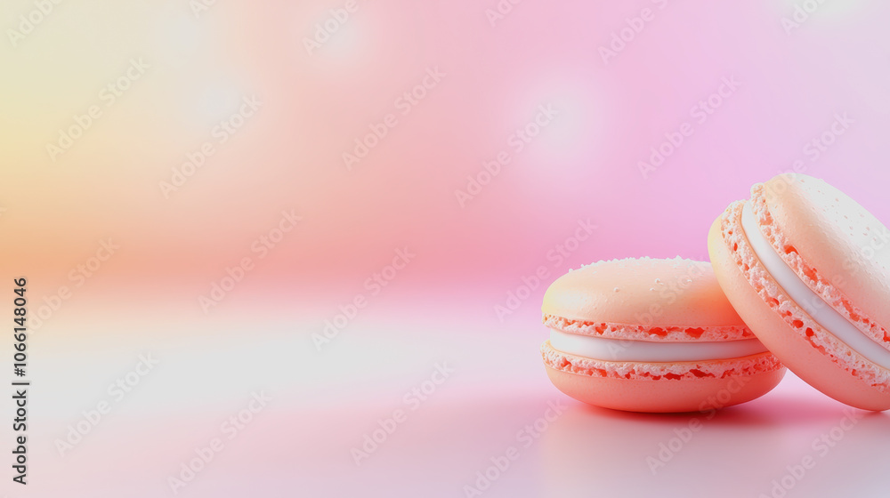 Poster delicate macarons on soft gradient background