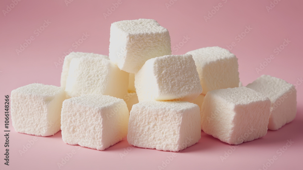 Poster soft marshmallows on gradient background