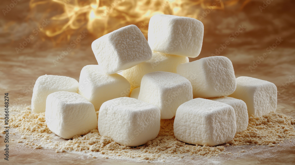 Poster marshmallows on soft gradient background