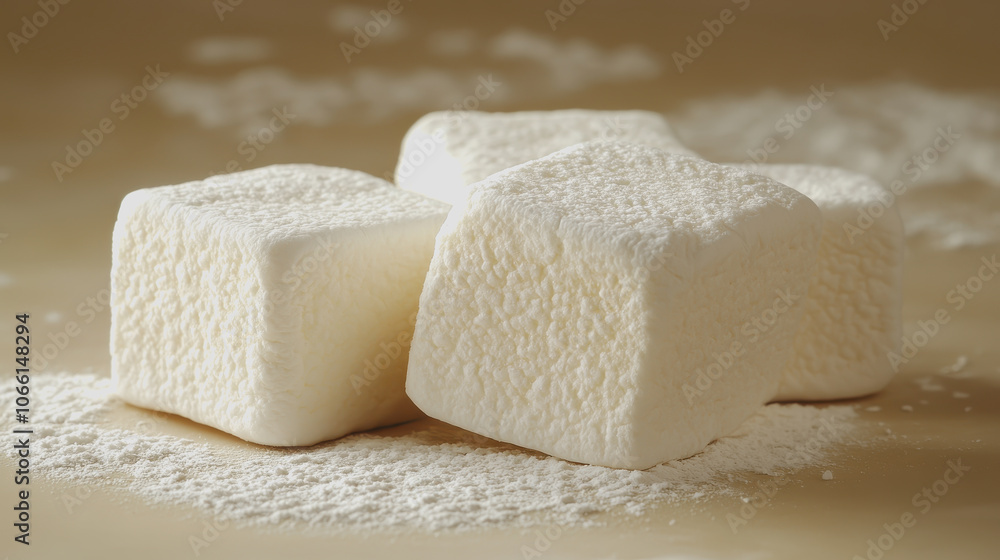 Poster soft marshmallows on smooth gradient background