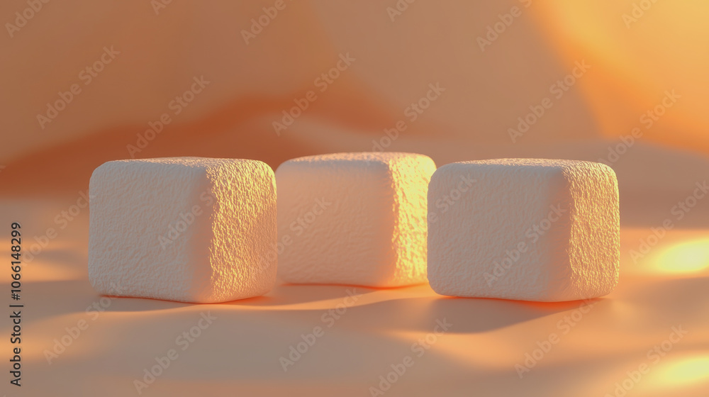 Poster marshmallows on soft gradient background