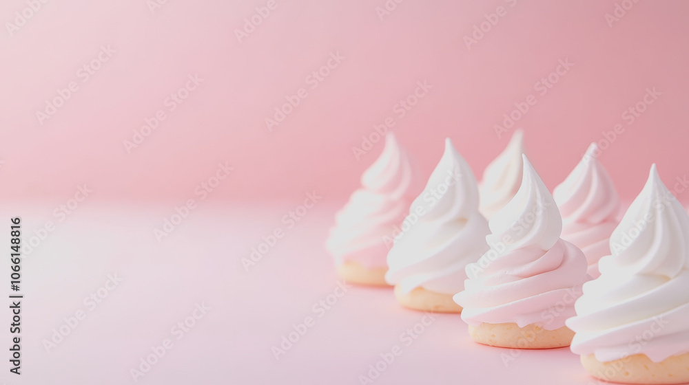 Poster elegant meringue cookies on soft gradient background