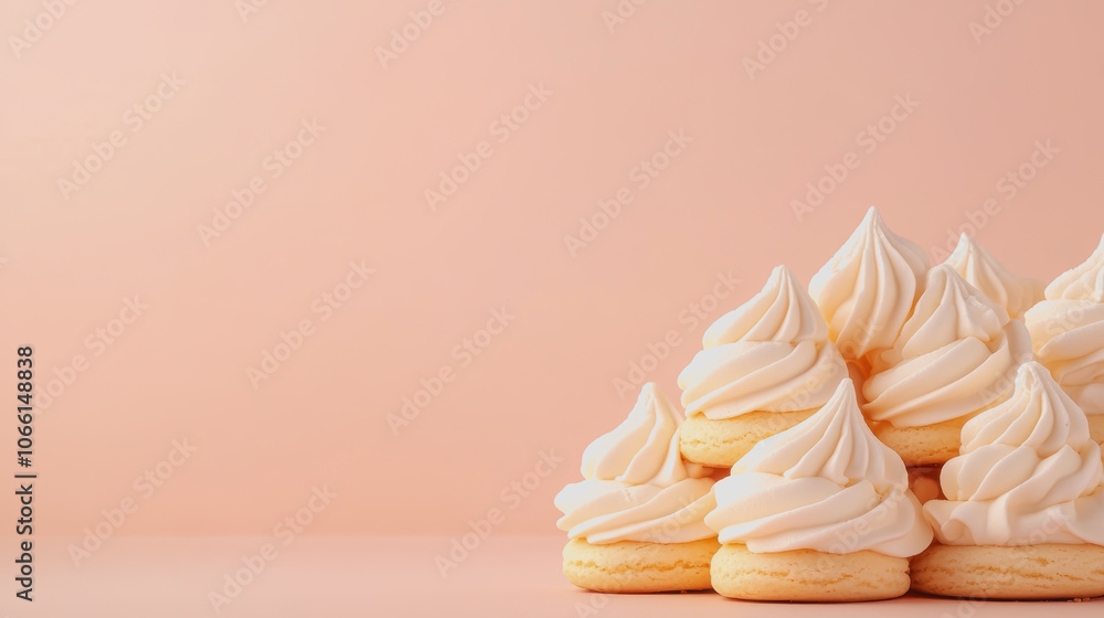 Poster meringue cookies on a soft gradient background