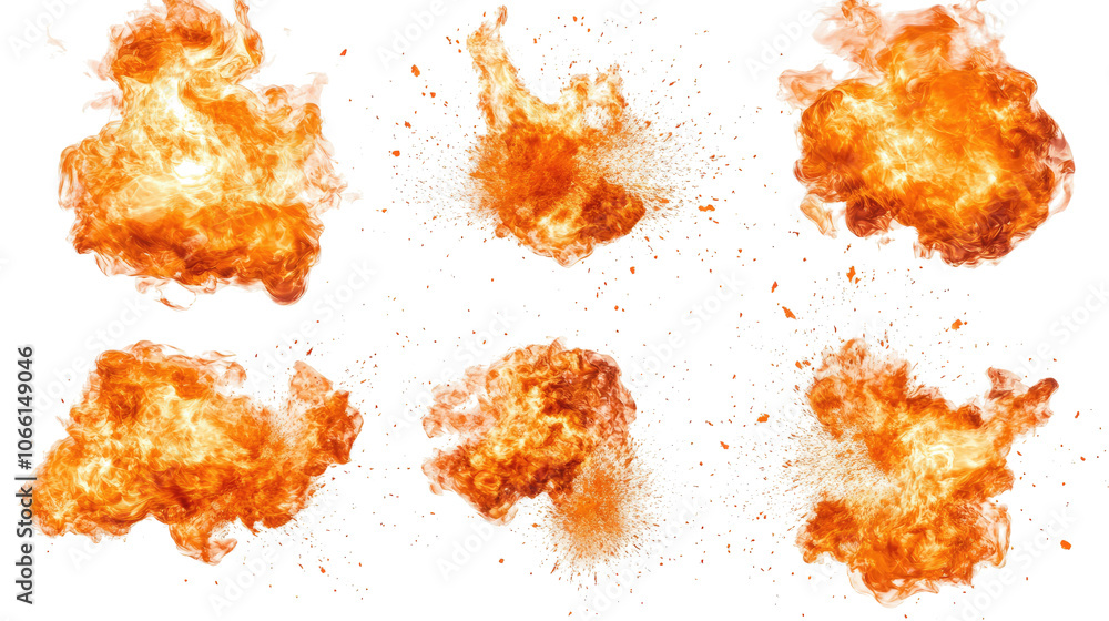 Aufkleber fiery explosions with intense flames on transparent background generative ai