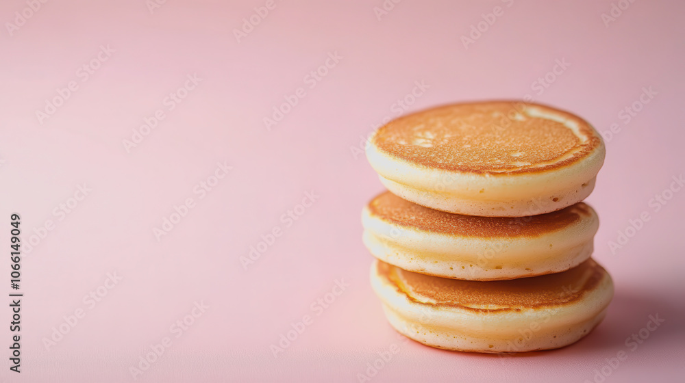 Poster stack of mini pancakes on soft background