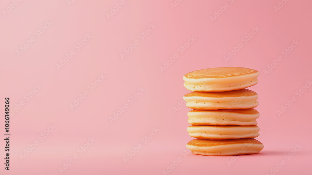 Poster stack of mini pancakes on soft gradient background