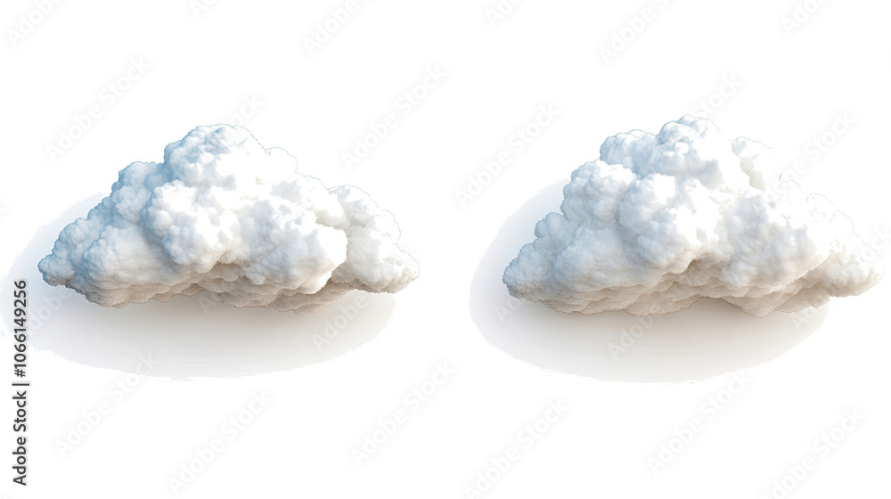 Aufkleber collection of isolated fluffy white clouds on a transparent background generative ai
