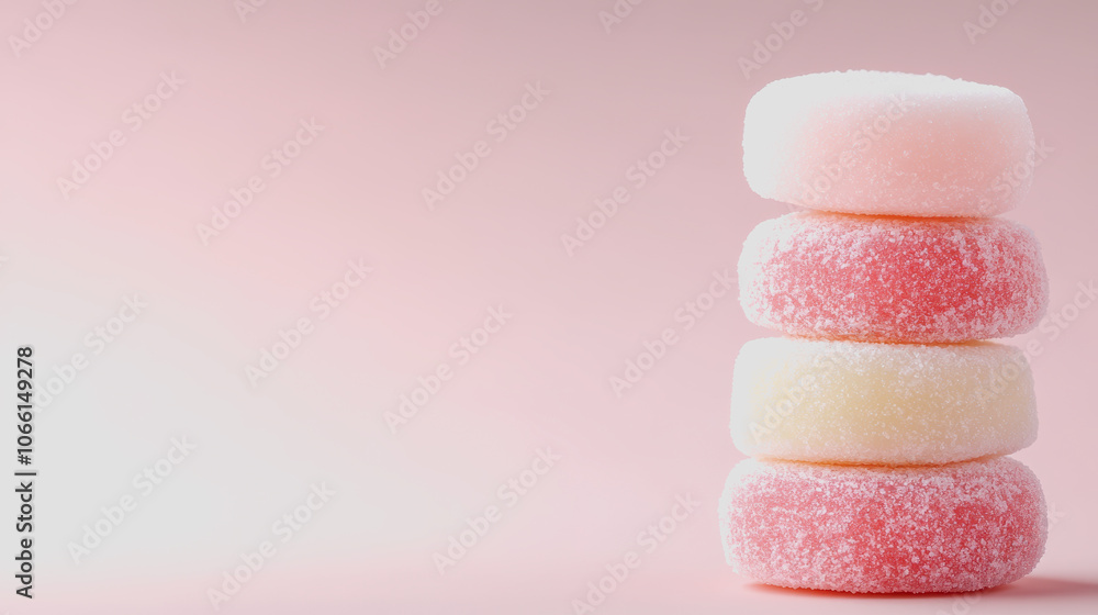 Poster soft mochi on smooth gradient background