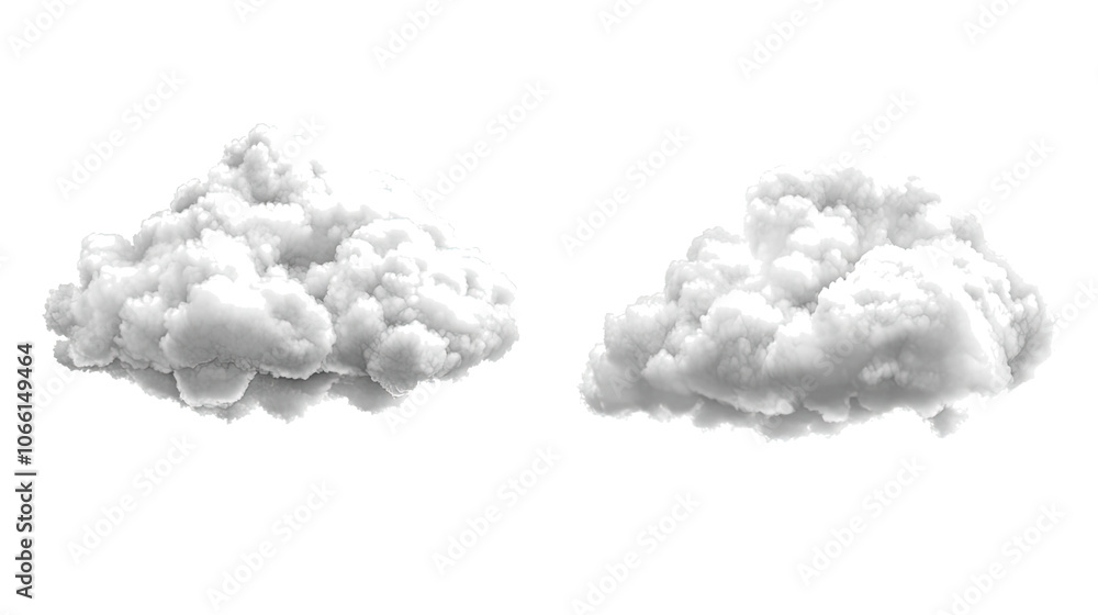 Poster isolated white clouds floating in the sky on a transparent background generative ai