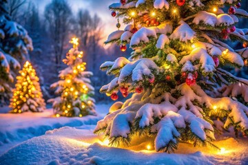 christmas tree with snow