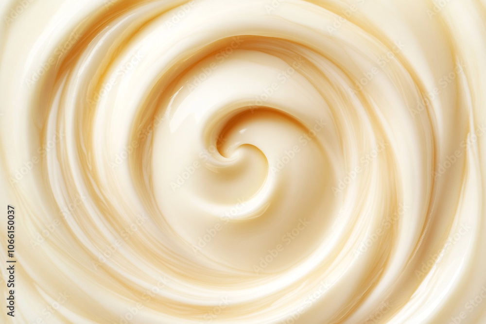 Poster creamy swirl of milk puree creates mesmerizing vortex pattern, showcasing smooth textures and rich t