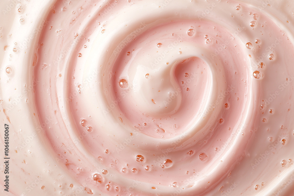 Aufkleber close up view of creamy pink and white swirl texture, resembling smooth, luxurious mixture. soft col